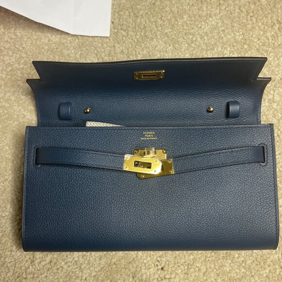 Brand New Hermes Kelly To Go Wallet Bag - Blue de Prusse / GHW - Picture 14 of 14